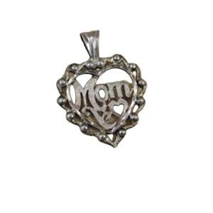 Vintage Sterling Silver Heart Pendant, Mom Pendant, Vintage Silver Pendant